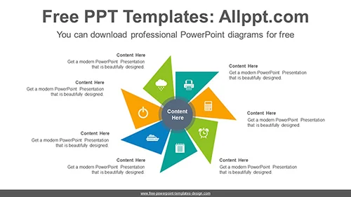 Seven-wing pinwheel PowerPoint Diagram Template