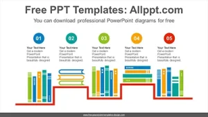 Shelf arranged books PowerPoint Diagram Templates