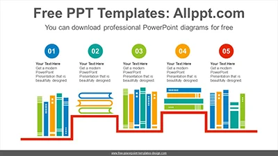 Shelf arranged books PowerPoint Diagram Templates