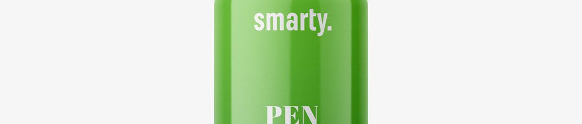 Short pen shape bottle mockup / glossy