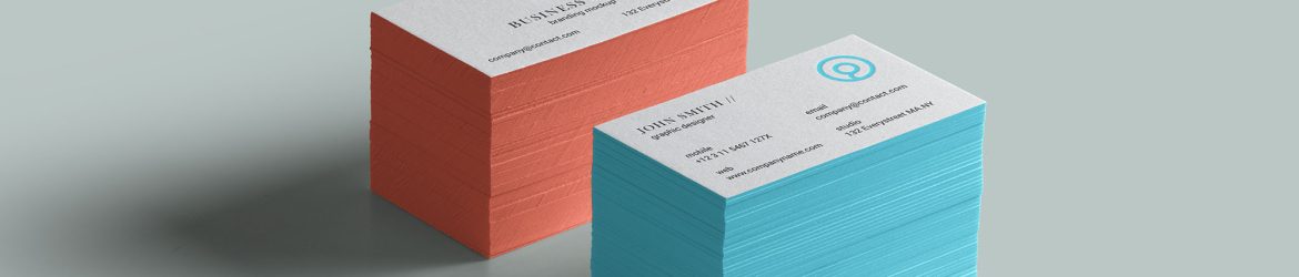 Side Colored Business Card Mockup (PSD)
