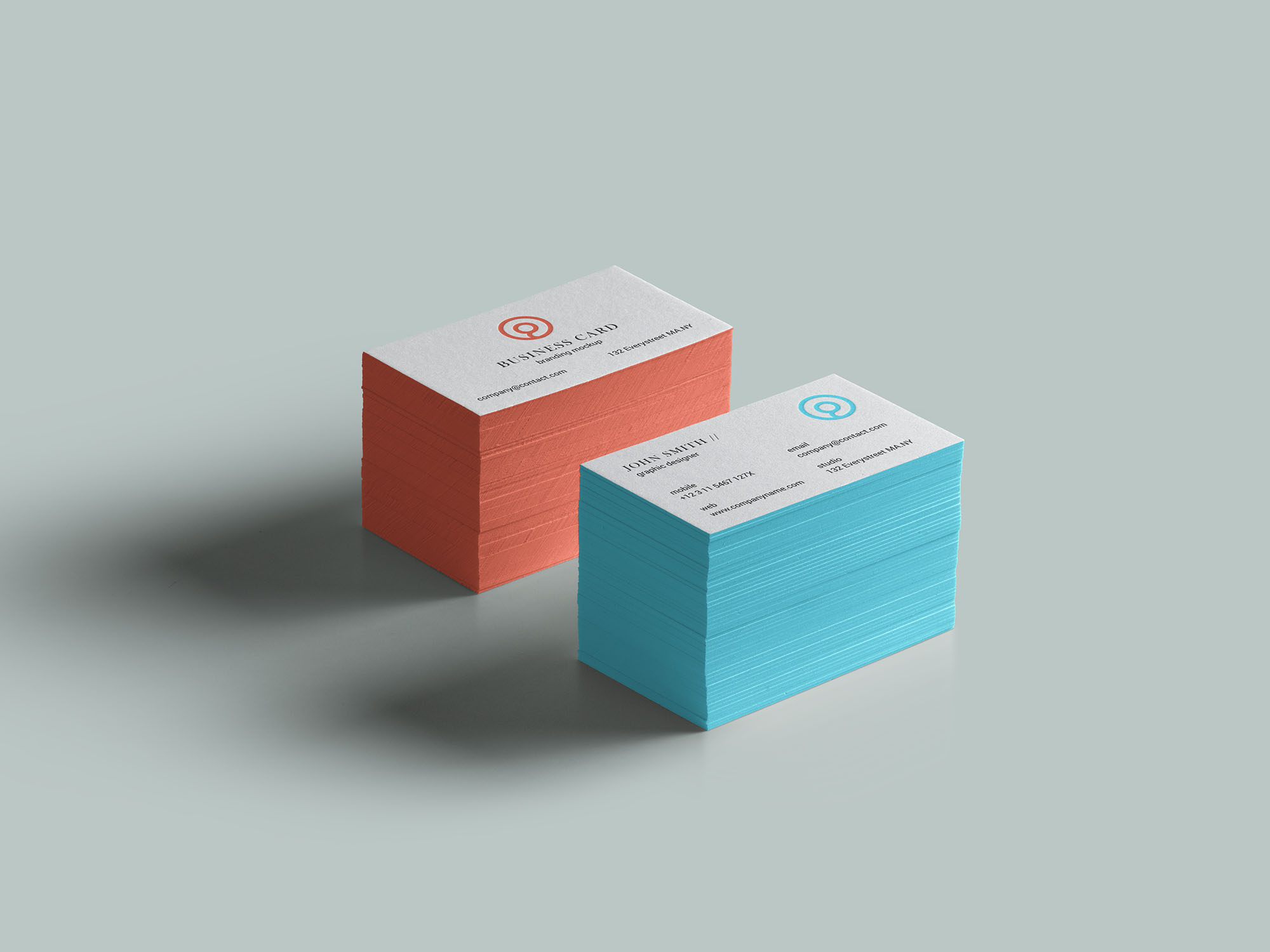 Side Colored Business Card Mockup (PSD)