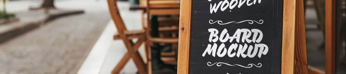 Sidewalk Outdoor Wooden Sign Board Mockup