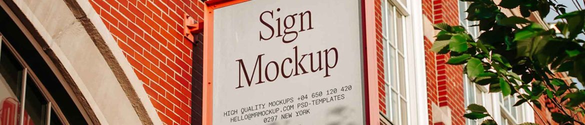 Sign on Brick Building Mockup (PSD)