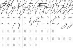 Mapa de caracteres da fonte Signaturex Font