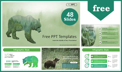 Silhouette Brown Bear PowerPoint Templates