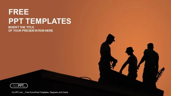 Silhouette of construction worker PowerPoint Templates