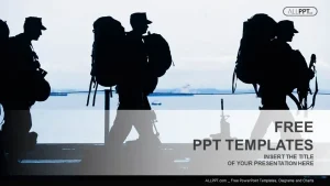 Silhouette of military soldier with weapons PowerPoint Templates