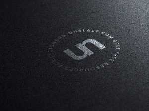 Silver on Black Background Logo Mockup