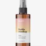 Simple bottle with mist spray mockup / amber
