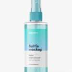 Simple bottle with mist spray mockup / clear