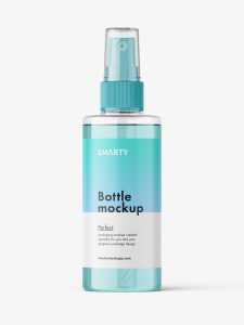 Simple bottle with mist spray mockup / clear