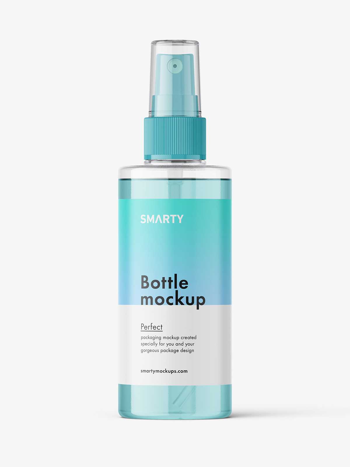 Simple bottle with mist spray mockup / clear