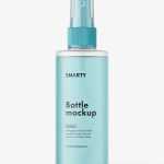Simple bottle with mist spray mockup / frosted