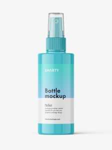 Simple bottle with mist spray mockup / glossy