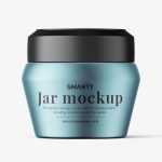 Simple cosmetic jar mockup / metallic