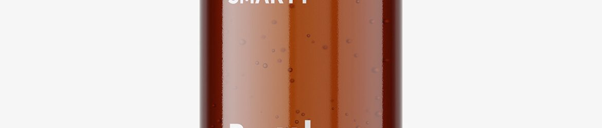 Simple cosmetic round bottle mockup / amber
