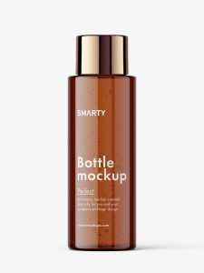 Simple cosmetic round bottle mockup / amber