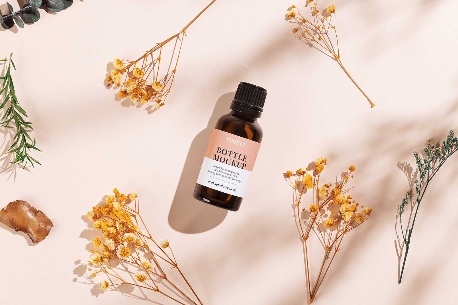 Simple essential oil bottle mockup