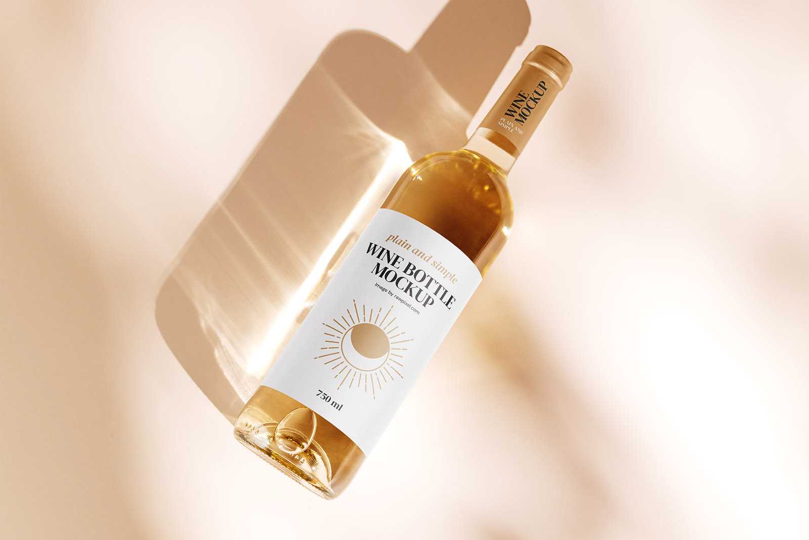 Simple white wine bottle mockup