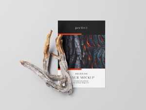 Single A4 flyer with dry branch mockup - Instant Download