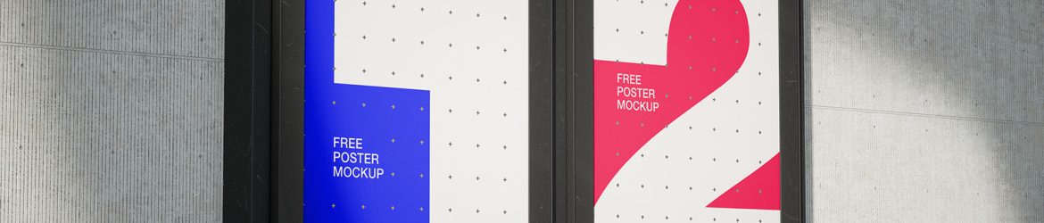 Single and dual citylight on grey wall mockup - Instant Download