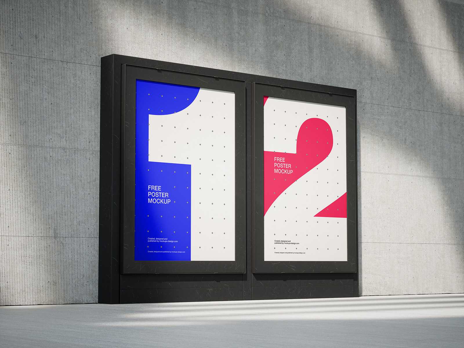 Single and dual citylight on grey wall mockup - Instant Download