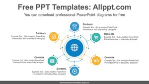 Six radial circles PowerPoint Diagram Template
