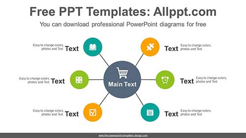 Six Radial Circles PowerPoint Diagram