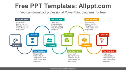 Six rectangles progress PowerPoint Diagram Template