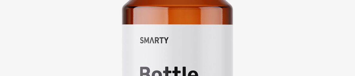 Slant shoulder bottle with dropper mockup / amber