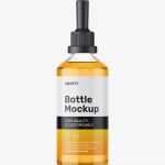 Slant shoulder bottle with dropper mockup / clear