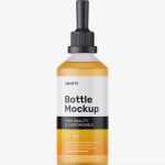Slant shoulder bottle with dropper mockup / frosted