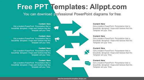 Slope Symmetrical Arrows PowerPoint Diagram