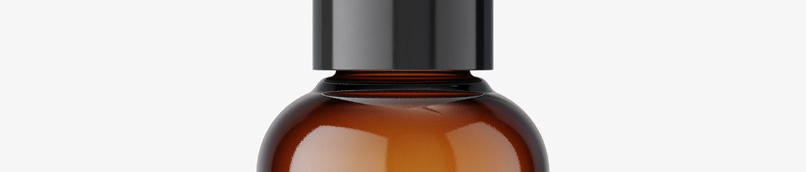 Small amber bottle with dispenser mockup