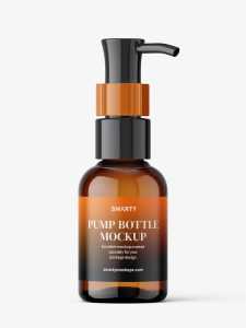 Small amber bottle with dispenser mockup