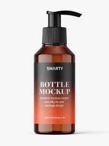 Small amber bottle with pump mockup