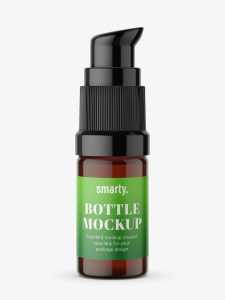 Small amber bottle with push spray mockup