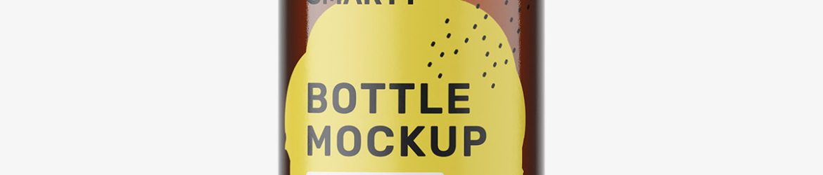 Small amber bottle with round cap mockup