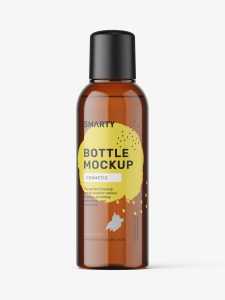Small amber bottle with round cap mockup