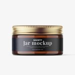 Small amber jar with screw cap mockup