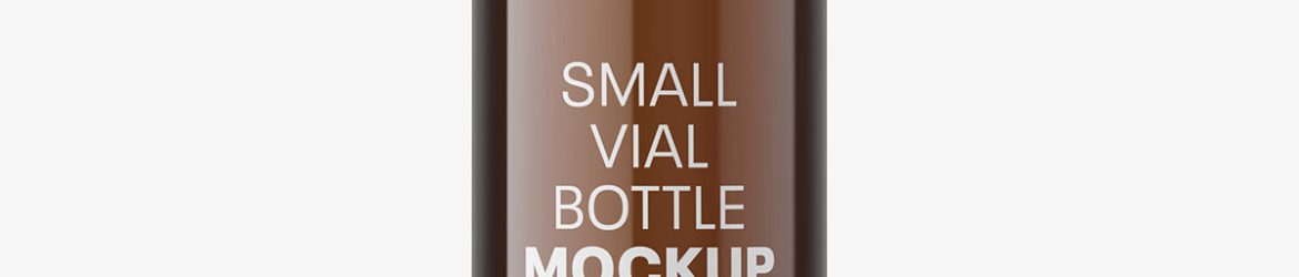 Small amber vial bottle mockup