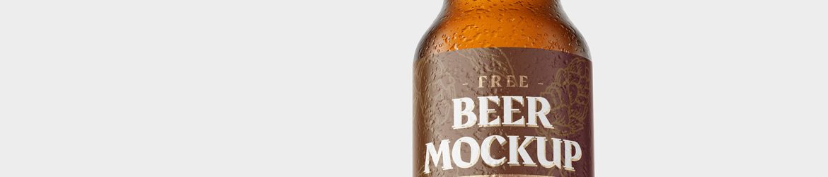 Small beer bottle mockup
