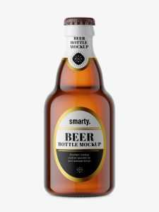 Small beer bottle mockup / brown