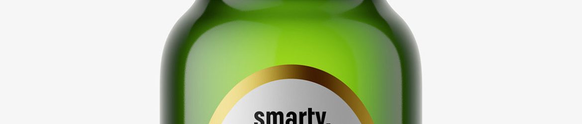 Small beer bottle mockup / green