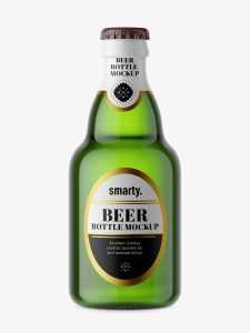Small beer bottle mockup / green