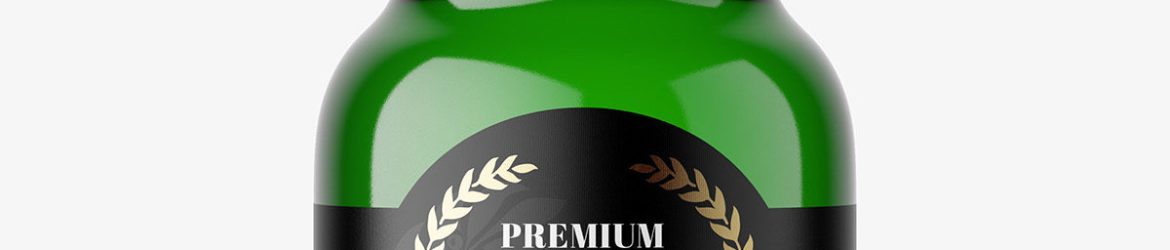 Small beer bottle mockup / green
