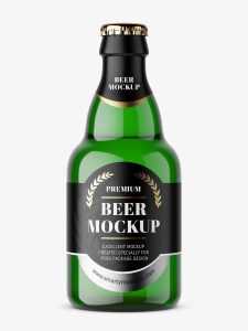 Small beer bottle mockup / green