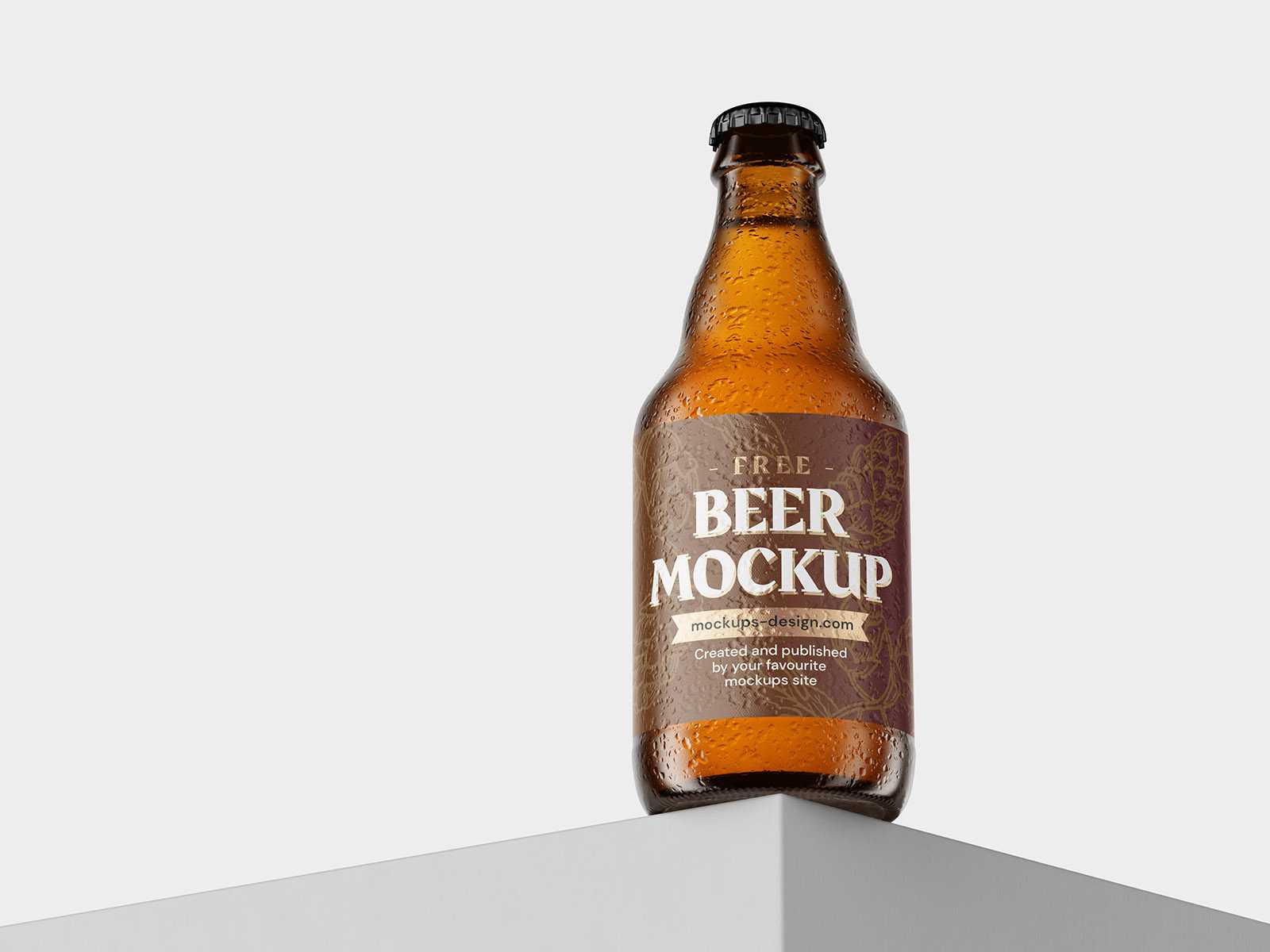 Small beer bottle mockup