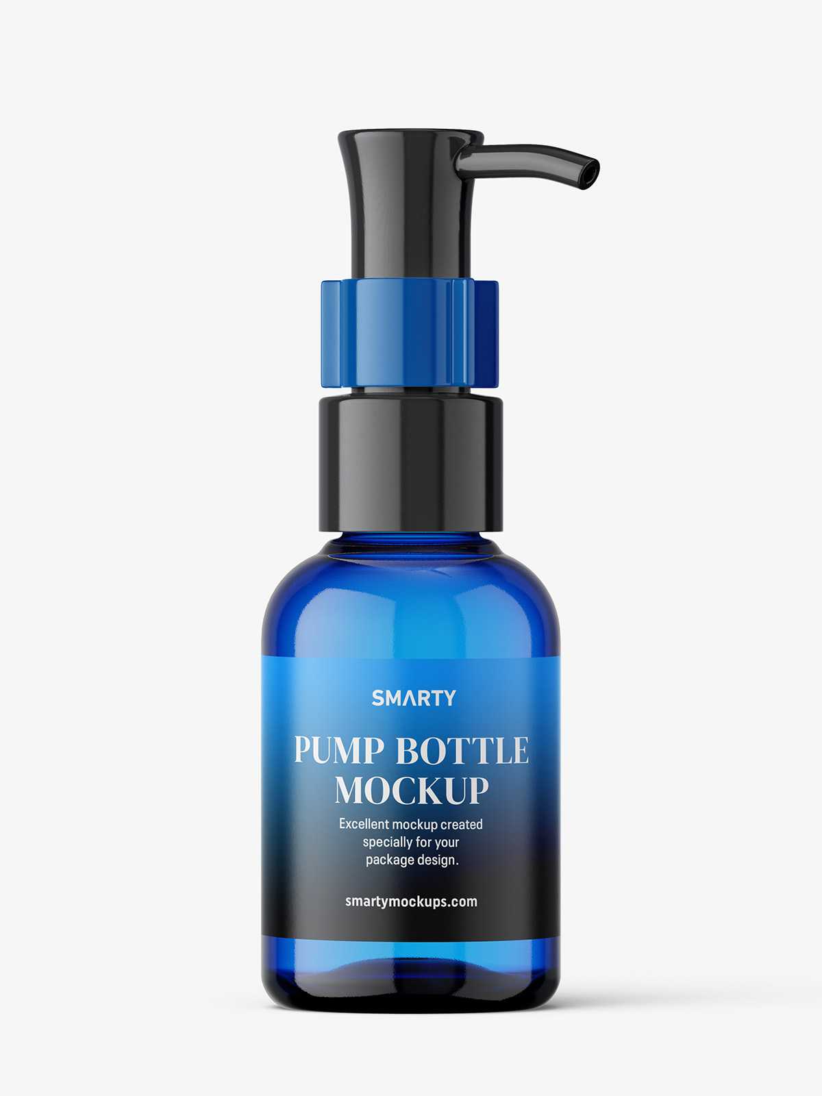 Small blue bottle with dispenser mockup